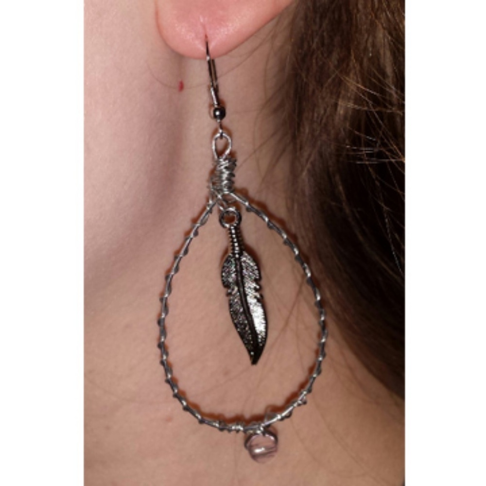 Wire wrapped feather earrings